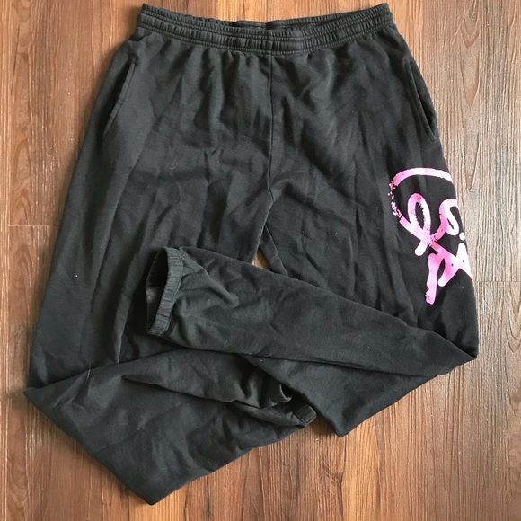 PINK Victoria's Secret Pants - VS PINK pink and black oversized sweatpants